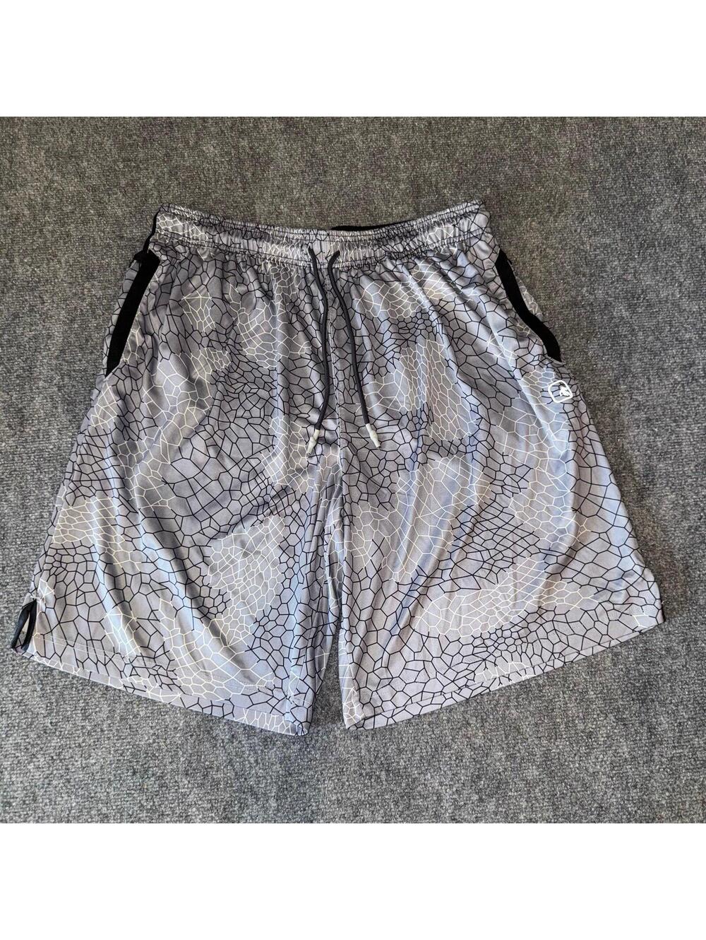 AND1 Grey Baggy Dazzle Hoop Shorts Mens XL Vtg y2k 90s Rare